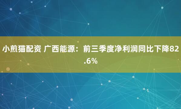 小煎猫配资 广西能源：前三季度净利润同比下降82.6%